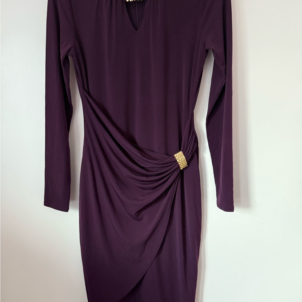 Thalia Sodi Elegant Long Sleeve Dress in Rich Purple